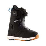 Burton Women's Felix Boa Snowboard Boots 2025 - Black snowboard boots with a white sole and laces, featuring a BOA dial on each side.