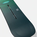 Burton Women's Yeasayer Snowboard 2025 - A green and blue snowboard with a circular design on top.