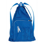 Speedo Deluxe Ventilator Mesh Swim Bag - A blue swim bag with a mesh front and back, featuring a zippered pocket on the top.