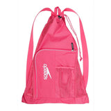 Speedo Deluxe Ventilator Mesh Swim Bag - A pink swim bag with a mesh front and back, featuring a zippered pocket on the top.