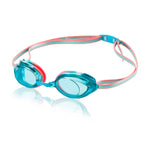 Speedo Jr. Vanquisher 2.0 Mirrored Swim Goggle - A pair of mirrored swim goggles with a sleek, modern design and a strap that wraps around the head.