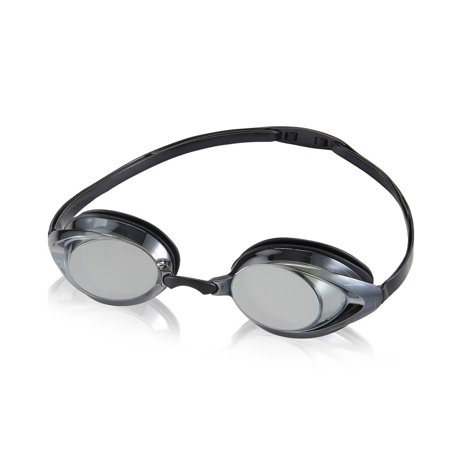 Speedo Vanquisher 2.0 Optical Mirrored Prescription Goggle - A pair of mirrored goggles with a sleek, modern design and a subtle prescription lens.