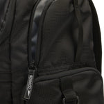 Speedo Teamster 2.0 Swim Backpack - A black backpack with a zippered main compartment and two smaller pockets on either side, featuring a white logo on the front.