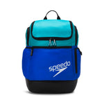 Speedo Teamster 2.0 Swim Backpack - A blue backpack with a black handle and zipper, featuring a white logo on the front.