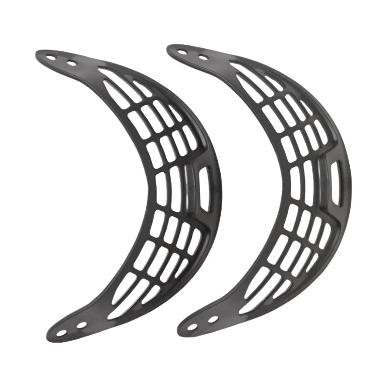 Burton FreedBack 2025 - Black plastic ski binding mounting bracket with two holes at each end, curved shape to fit around a ski boot.