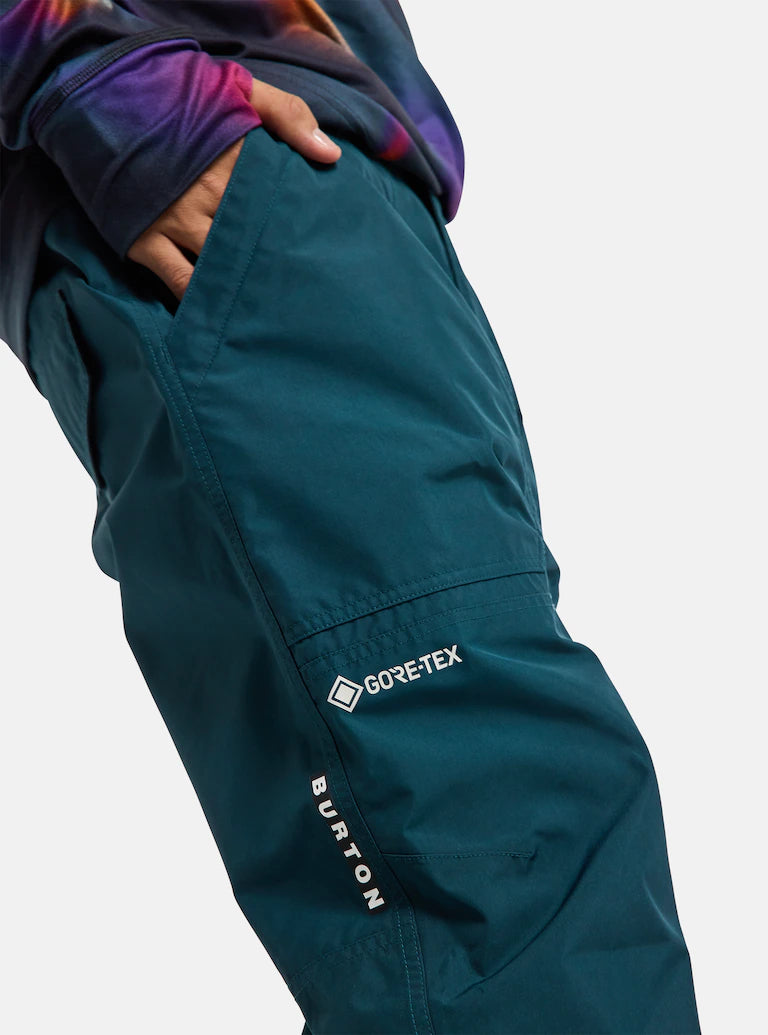 Burton Ballast GORE-TEX 2L Pants 2025 - Dark-colored pants with a subtle pattern and multiple pockets, featuring white logos on the left thigh and right leg.