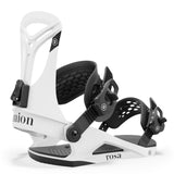 Union Women's Rosa Snowboard Bindings - A white snowboard binding with black straps and buckles, featuring a textured pattern on the strap.