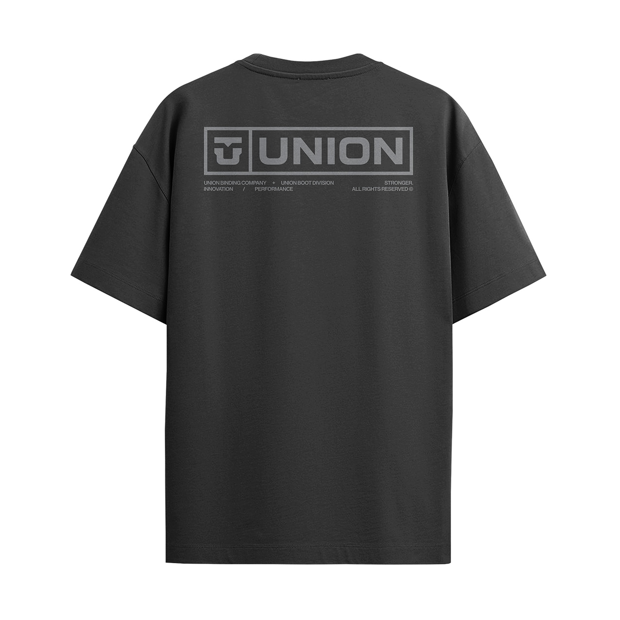 Men's black crew-neck tee with large back logo