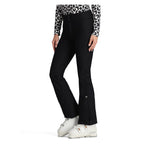 Obermeyer Women's Bond Softshell Pant 2025 - Black softshell pants with a subtle geometric pattern on the upper thigh area.