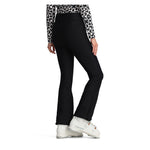 Obermeyer Women's Bond Softshell Pant 2025 - Black snow pants with a geometric pattern on the waistband and side pockets.