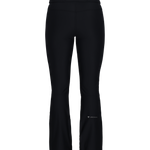 Black women's softshell ski pants, back view with centered seam and small logo