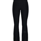 Black women's softshell ski pants, back view with centered seam and small logo