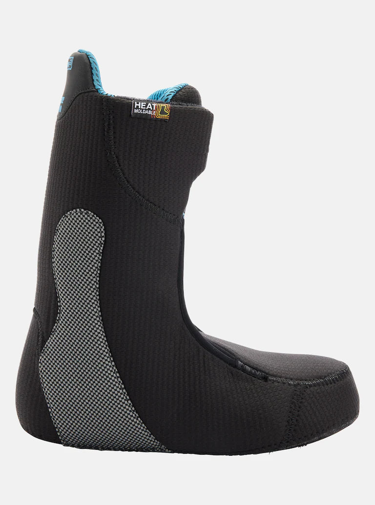 Burton Photon Boa Snowboard Boot 2025 - A black snowboard boot with a blue logo on top and a textured pattern on the side.