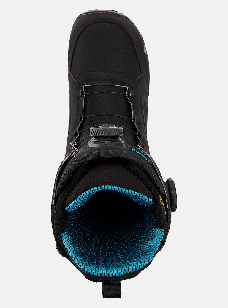 Burton Photon Boa Snowboard Boot 2025 - Black snowboard boot with a round, black BOA dial on top.