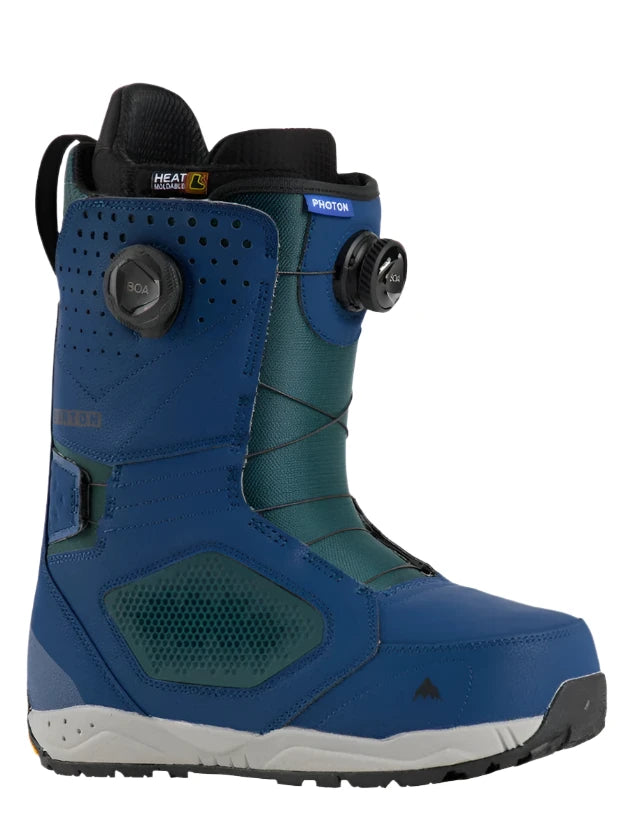 Burton Photon Boa Snowboard Boot 2025 - A blue snowboard boot with a black BOA dial on the side and a black strap at the top.