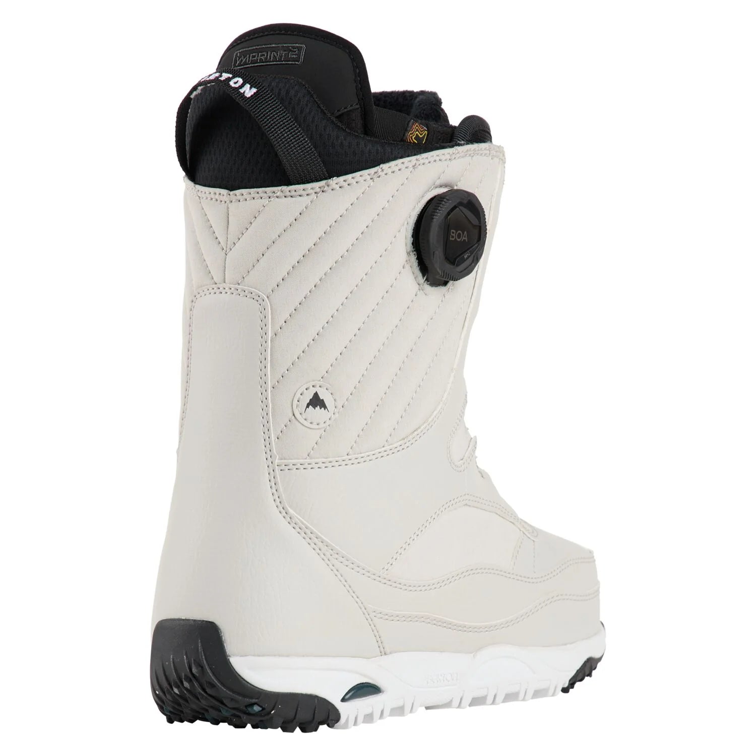Burton Women's Limelight Boa Snowboard Boot 2025 - A white snowboard boot with a black BOA dial on the side and a small logo featuring a mountain peak in the center of the front.