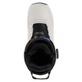 Burton Women's Limelight Boa Snowboard Boot 2025 - A white snowboard boot with a black strap and blue logo on top, viewed from above.