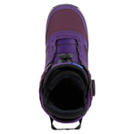 Burton Women's Limelight Boa Snowboard Boot 2025 - A purple snowboard boot with a black strap and a blue logo on the side.