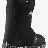 Burton Junior's Grom Boa Snowboard Boot 2025 - Black snowboard boots with white logo on side and black laces.