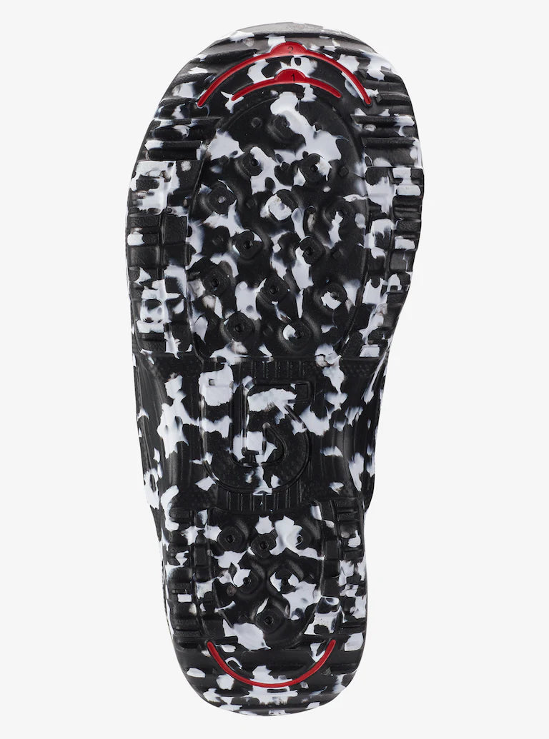 Burton Junior's Grom Boa Snowboard Boot 2025 - Black snowboard boot with a white and grey patterned design on the upper portion.