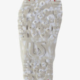 Burton Junior's Grom Boa Snowboard Boot 2025 - A white snowboard boot with a red logo on the side and a black strap.