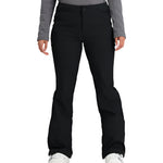Obermeyer Women's Hillary Stretch Pant 2025 - Black snow pants with a slight flare at the bottom and two zippered pockets on the side.