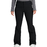 Obermeyer Women's Hillary Stretch Pant 2025 - Black snow pants with a slight flare at the bottom and two zippered pockets on the side.