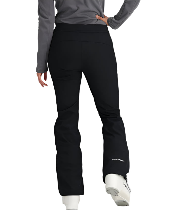 Obermeyer Women's Hillary Stretch Pant 2025 - Black snow pants with a subtle white logo on the left leg.