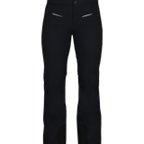 Black insulated ski pants with snap-button waistband and front hand pockets