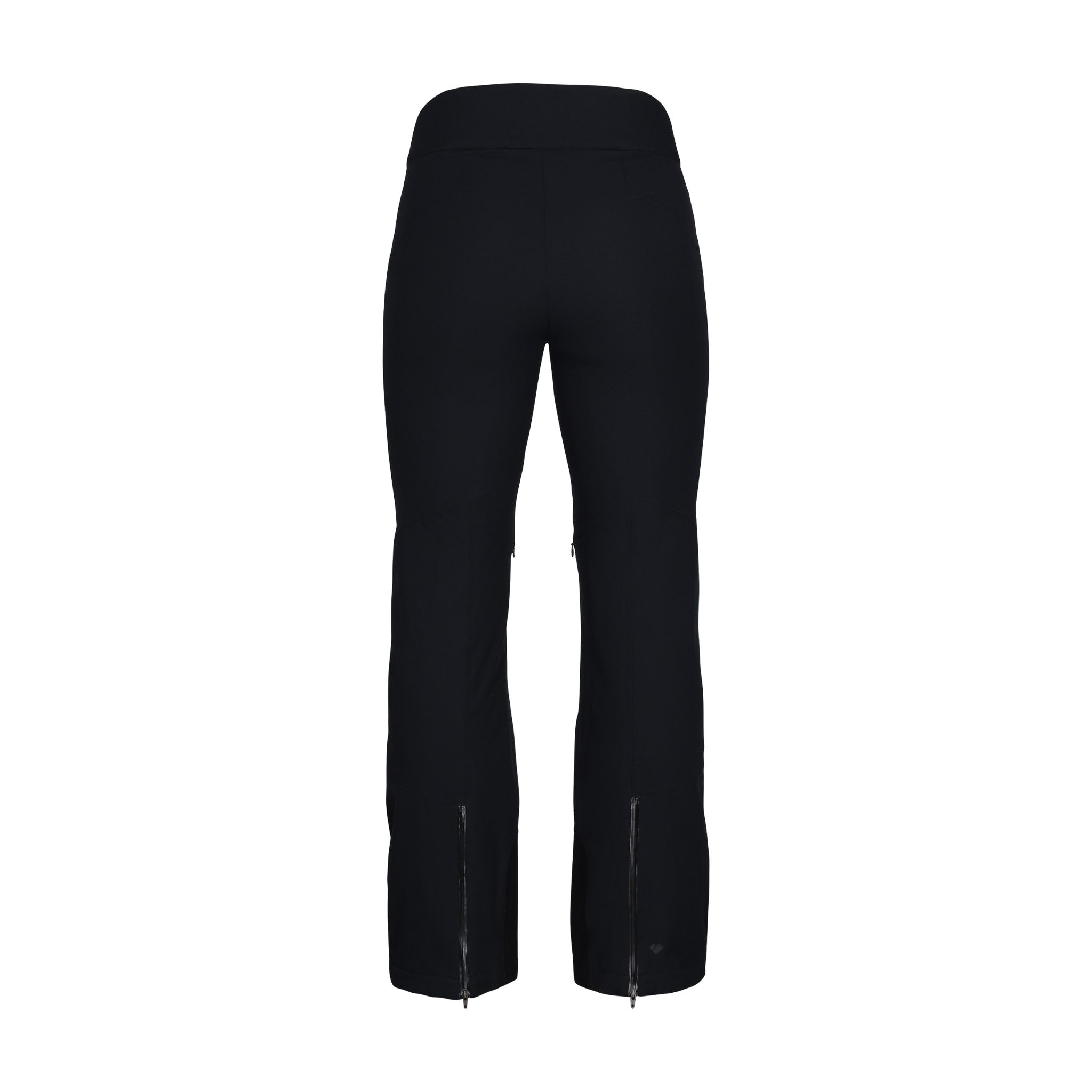 Obermeyer Women's Bliss Insulated Pant 2025 - Black insulated ski pants with a zippered pocket on the right thigh and adjustable cuffs at the bottom.