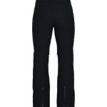 Black insulated ski pants with straight leg cut and side ankle zippers