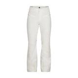 Obermeyer Women's Bliss Insulated Pant 2025 - A pair of white insulated ski pants with a button fly and zippered pockets.