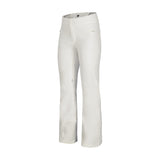 Obermeyer Women's Bliss Insulated Pant 2025 - A pair of white snow pants with a zippered pocket on the right thigh and a small black tag visible inside the waistband.