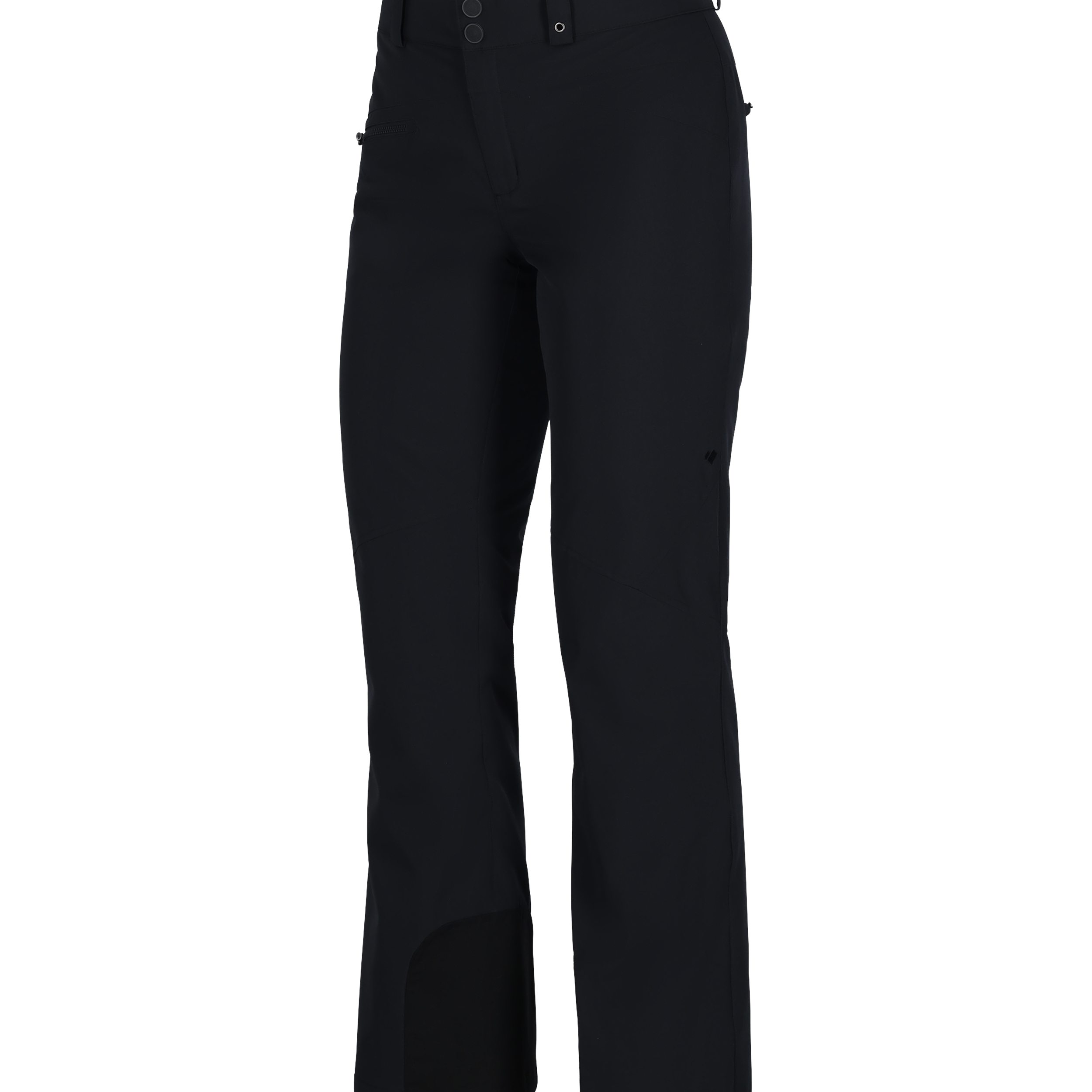 Obermeyer Women's Malta Insulated Pant 2025 - Black snow pants with zippered pockets and adjustable cuffs.