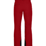Obermeyer Women's Malta Insulated Pant 2025 - A pair of red ski pants with a black logo on the left leg and a small pocket on the right hip.