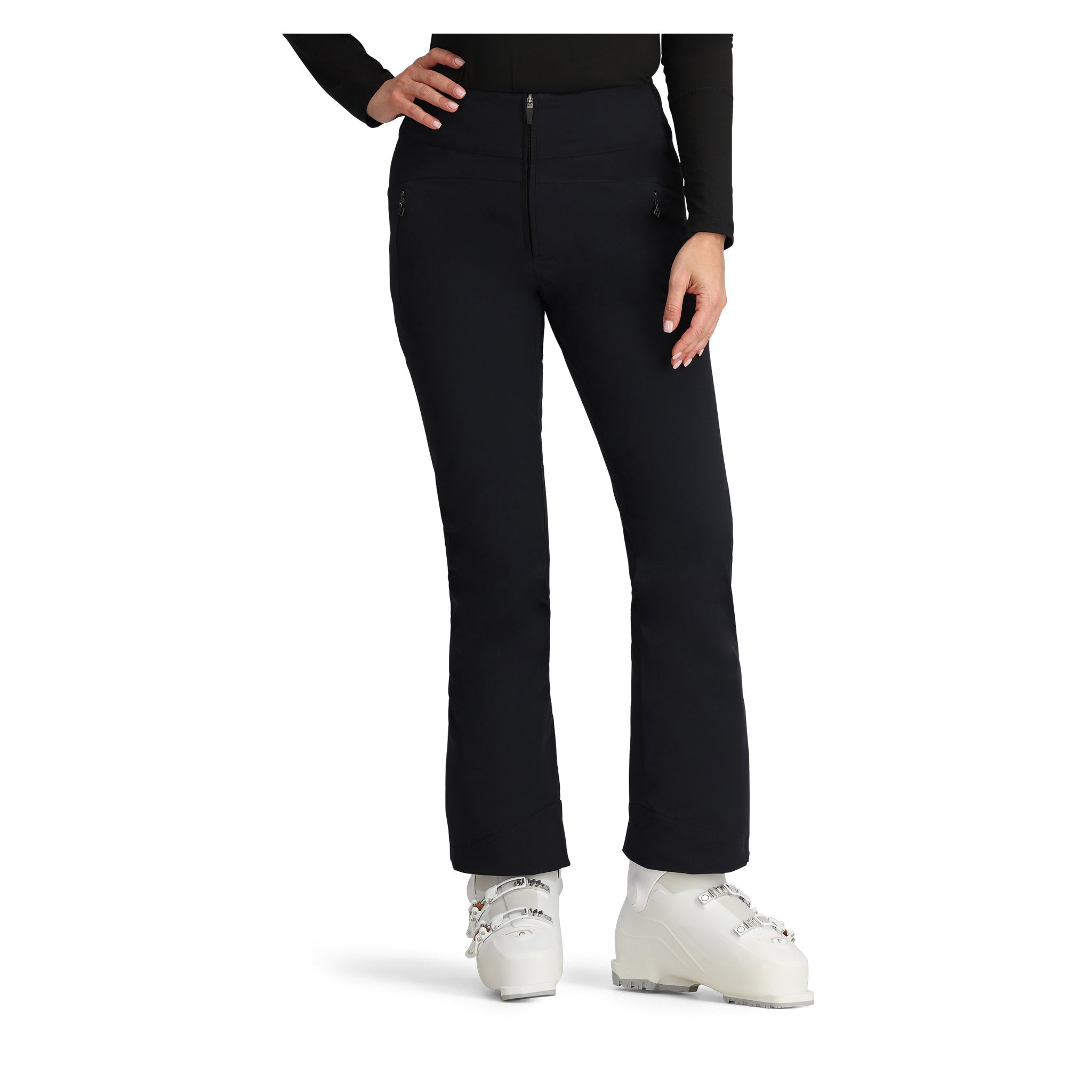 Obermeyer Women's Cloud Nine Insulated Pant 2025 - Black snow pants with zippered pockets and a high waistband.