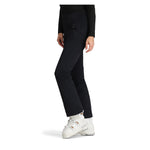 Obermeyer Women's Cloud Nine Insulated Pant 2025 - Black insulated ski pants with a zippered pocket on the right thigh and a small zipper at the top of each leg.