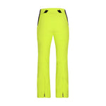 Obermeyer Women's Cloud Nine Insulated Pant 2025 - A pair of bright yellow ski pants with black accents on the side seams and a zippered pocket at the back.