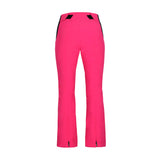 Obermeyer Women's Cloud Nine Insulated Pant 2025 - A pair of bright pink ski pants with black accents on the side pockets and a black zipper at the bottom.