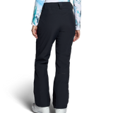 Black insulated ski pants, full-length with pockets and structured waistband