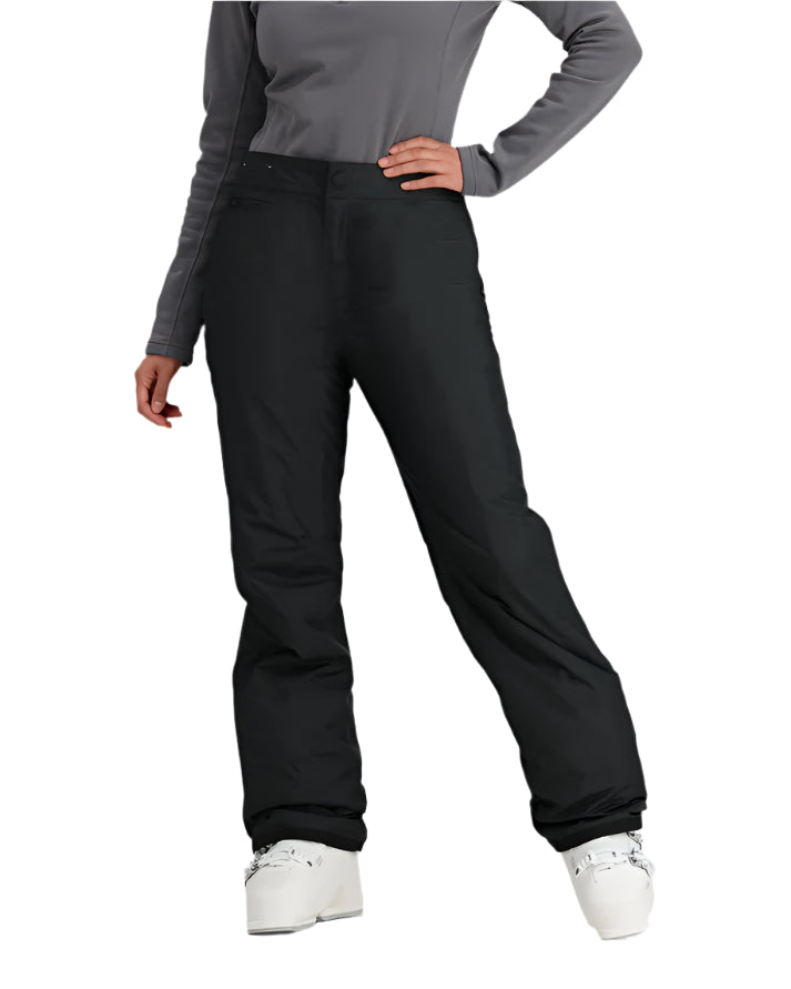 Obermeyer Women's Sugarbush Insulated Pant 2025 - Black insulated ski pants with a subtle snowflake pattern on the left leg.