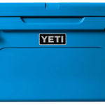 Yeti Tundra 65 Cooler - A large, rectangular cooler with a dark gray lid and matching body, featuring a handle on top and a logo in silver lettering.