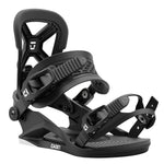 Union Junior's Cadet Snowboard Binding 2025 - A black snowboard binding with a textured strap and a white logo on the buckle.