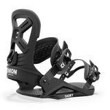 Union Junior's Cadet Snowboard Binding 2025 - A black snowboard binding with a textured strap and white lettering on the base plate.