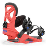 Union Junior's Cadet Snowboard Binding 2025 - A red snowboard binding with black buckles and a black textured strap.