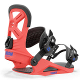Union Junior's Cadet Snowboard Binding 2025 - A red snowboard binding with black buckles and a black textured strap.