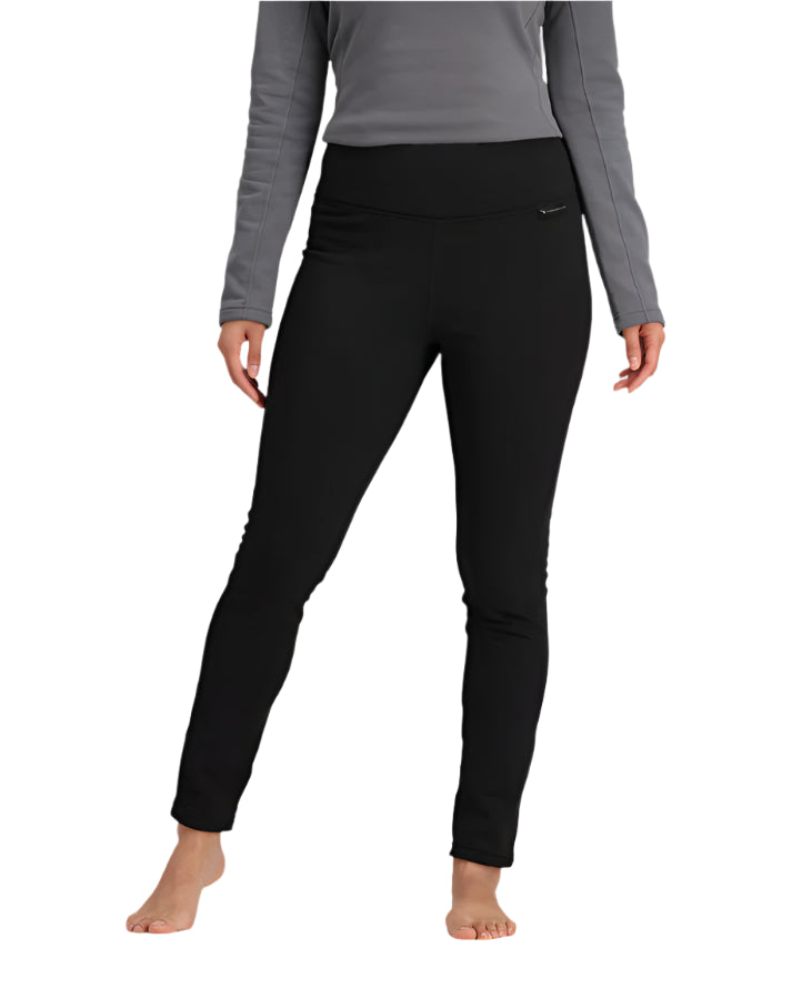 Obermeyer Women's UltraGear Bottom 2025 - Black leggings with a subtle white pattern on the left thigh.