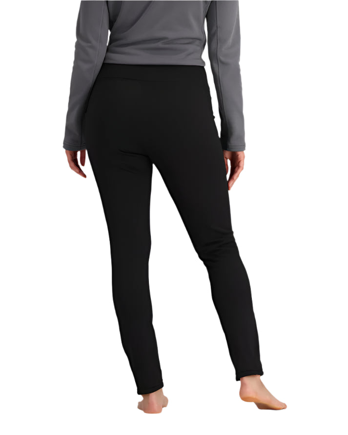 Obermeyer Women's UltraGear Bottom 2025 - Black leggings with a subtle white pattern on the left thigh.