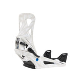 Burton Step On Binding 2025 - White bindings with black buckles and straps.
