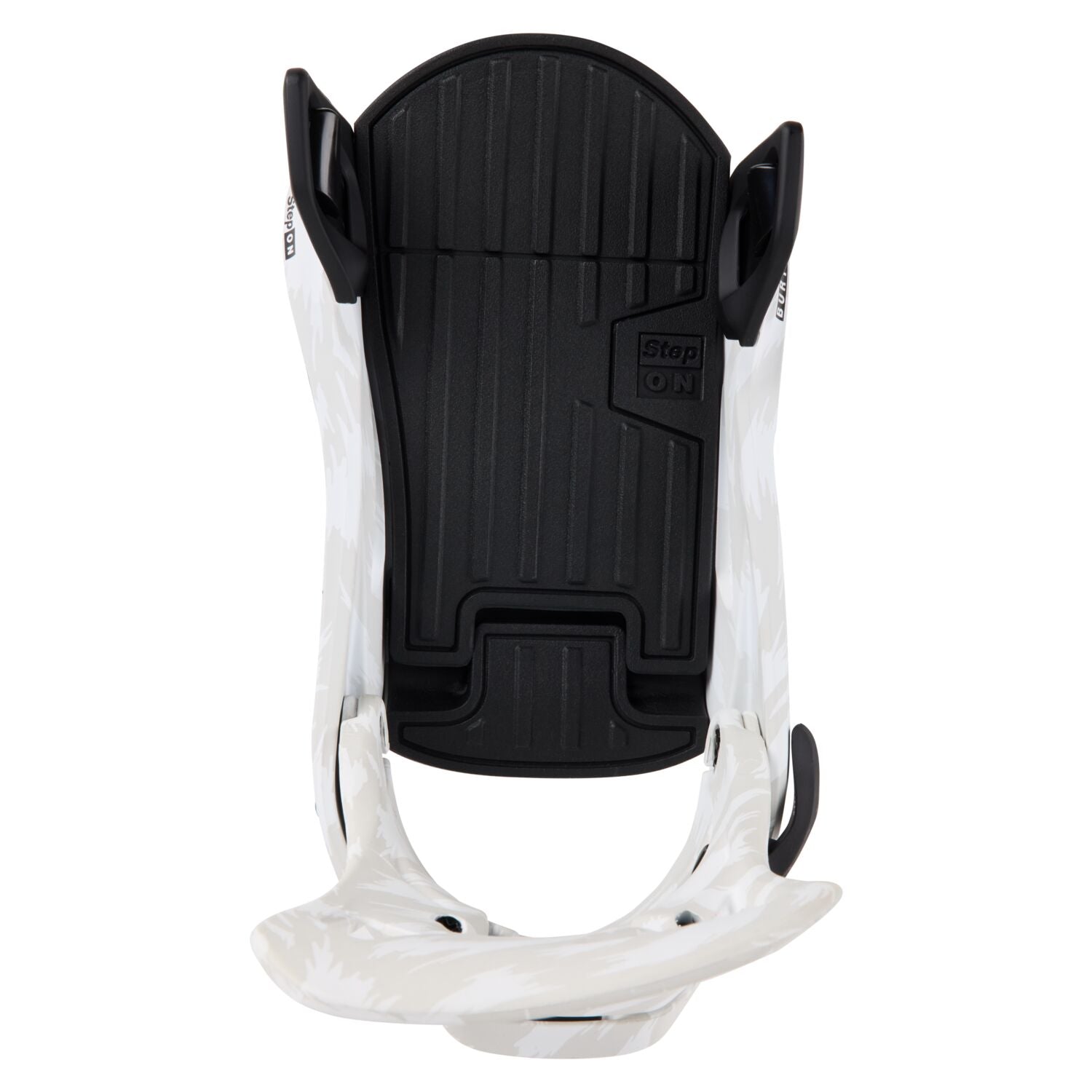 Burton Step On Binding - White binding with black accents, featuring a textured pattern on the baseplate and straps.